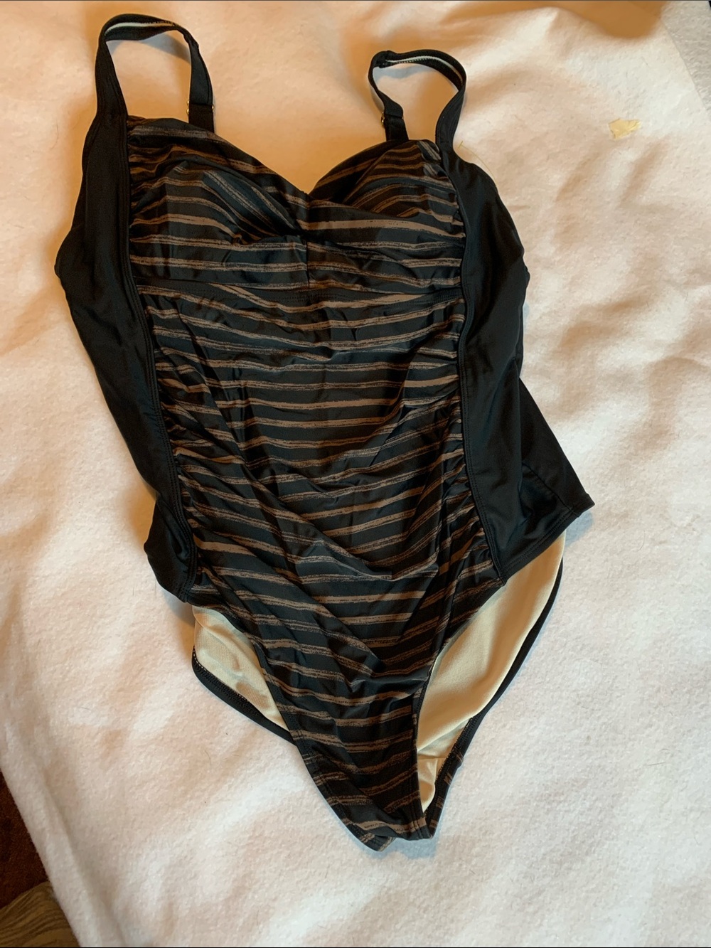 Black & Brown Striped women’s ' One-Piece Swimwear  20W  by Ava Viv